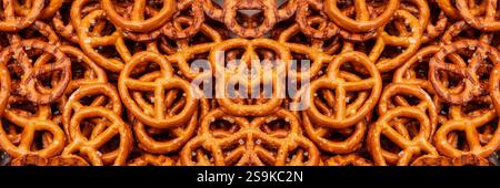 Salt pretzels, top view, full frame Stock Photo