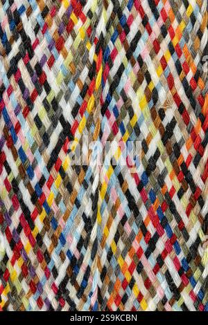 striped multicolored fabric, macro view Stock Photo