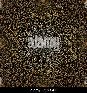 Geometric gold lace seamless pattern. Arabic tile lattice vector background. Stock Vector