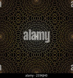Geometric gold lace seamless pattern. Arabic tile lattice vector background. Stock Vector