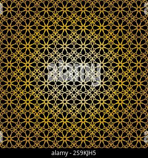 Geometric gold lace seamless pattern. Arabic tile lattice vector background. Stock Vector