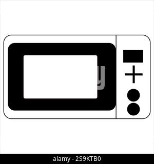 Modern Microwave Oven Line Art Drawing Stock Vector