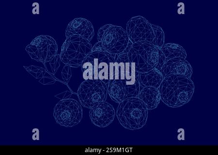Blue background with a bunch of blueberry. The image is abstract and has a dreamy, ethereal quality to it Stock Vector