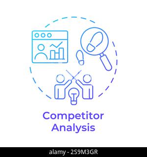Competitor analysis blue gradient concept icon Stock Vector