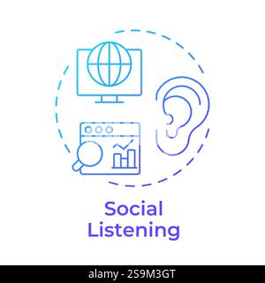 Social listening blue gradient concept icon Stock Vector