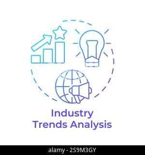 Industry trends analysis blue gradient concept icon Stock Vector