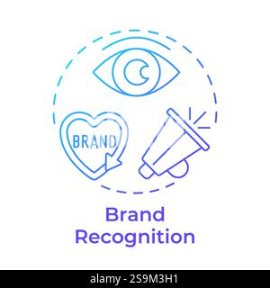 Brand recognition blue gradient concept icon Stock Vector