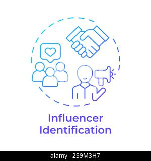 Influencer identification blue gradient concept icon Stock Vector