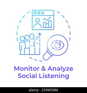 Social listening blue gradient concept icon Stock Vector Image & Art ...