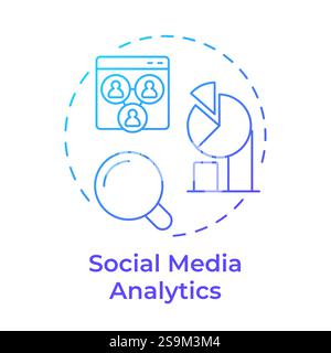 Social media analytics blue gradient concept icon Stock Vector