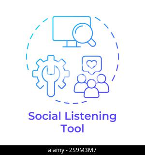 Social listening tool blue gradient concept icon Stock Vector