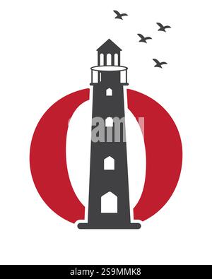 Initial Letter O Light House Logo Design Vector Template Stock Vector