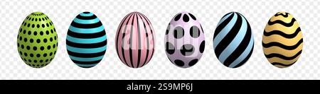 3d Easter eggs set. Stock Vector