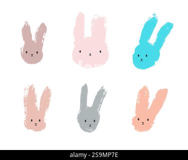 Grunge brush bunny set for easter decoration Stock Vector