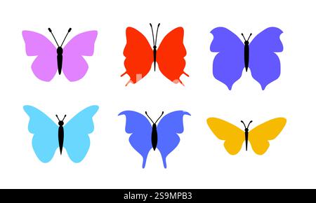 Trendy color butterfly set isolated Stock Vector