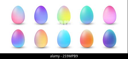 Cute gradient color easter eggs collection. Stock Vector