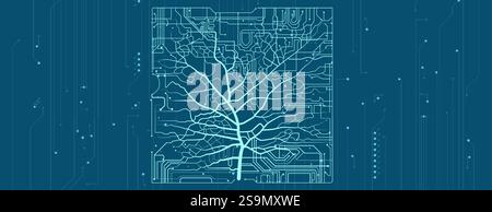 Connecting nature and technology through circuitry and trees Stock Vector