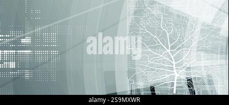 Connecting nature and technology through circuitry and trees Stock Vector