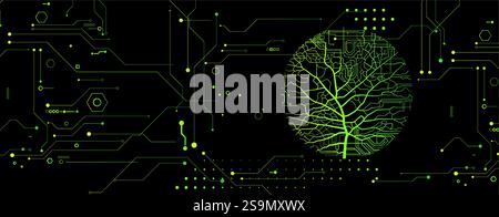 Connecting nature and technology through circuitry and trees Stock Vector
