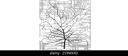 Connecting nature and technology through circuitry and trees Stock Vector