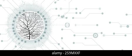Connecting nature and technology through circuitry and trees Stock Vector