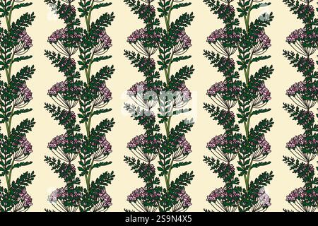 Botanical floral seamless pattern vector illustration. Repeating hand drawn Hydrangea in white abstract background. Graphic design for Print Wallpaper Stock Vector