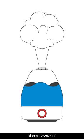 Humidifier releasing steam 2D cartoon object Stock Vector
