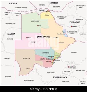 Administrative vector map of the Republic of Botswana Stock Photo