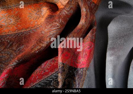 colourful silk style scarf fabric Stock Photo