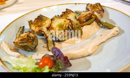 Grilled Artichokes, Spanish Cuisine, Spanish Gastronomy, Spain, Europe Stock Photo
