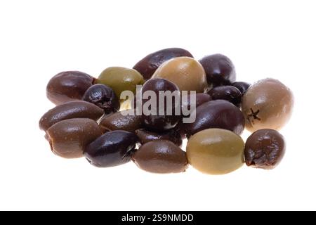 marinated olives isolated on white background Stock Photo