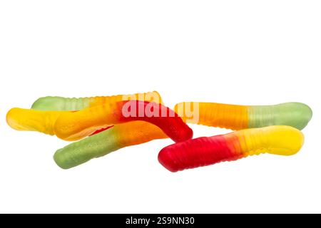 jelly worms isolated on white background Stock Photo