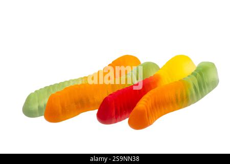 jelly worms isolated on white background Stock Photo