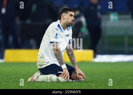 Mattia Zaccagni of SS Lazio reacts during Coppa Italia 2024/25 quarter ...