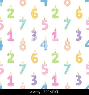 Candles numbers shape vector seamless pattern Stock Vector