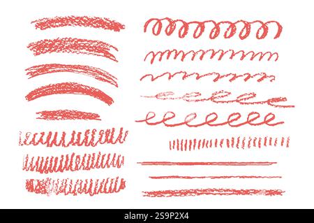 Crayon brush stroke red underline. Chalk pen highlight stroke. Vector ...
