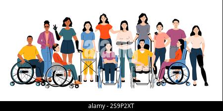 Disabilities diversity cartoon flat illustration Stock Vector Image ...