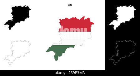 Vas county outline map set Stock Vector