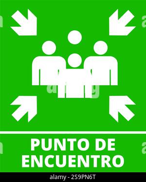 Green punto de encuentro sign on a white background (trad. assembly-meeting point) Stock Vector