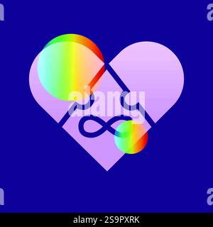 Polyamory glassmorphism illustration. Transparency blur elements. Stock Vector