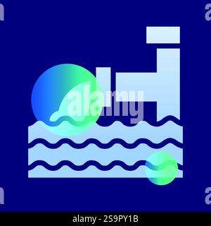 Drainage water system line black icon. Vector isolated button. Editable stroke. Stock Vector