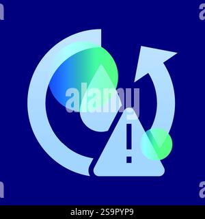 Water conflict glassmorphism illustration. Transparency blur elements. Ui layered design. Stock Vector
