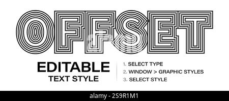 Layered outline text effect, editable graphic style, modern retro style with dynamic lines for standout logo, editorial headlines, trendy poster Stock Vector
