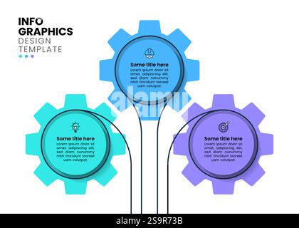 Infographic template with icons and 3 options or steps. Gears. Can be used for workflow layout, diagram, banner, webdesign. Vector illustration Stock Vector