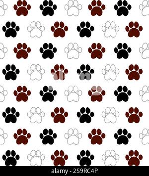 Seamless pattern with dog paw prints on light background. Vector illustration. Stock Vector