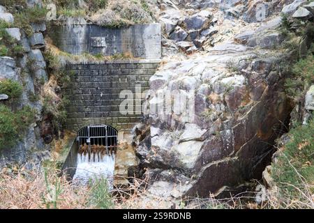 exit of the binnian tunnel under slieve binnian linking the annalong valley and silent valley reservoir, county down, northern ireland, uk Stock Photo