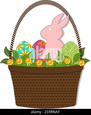 multicolored Easter eggs, grass. Isolated vector illustration. Stock Vector