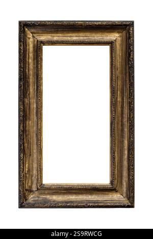 Golden wooden rectangular picture frame isolated cutout Stock Photo
