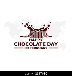 Chocolate Day hand drawn typography logo with heart shape chocolate vector on dark brawn background. Happy chocolate day template, banner, poster, sti Stock Vector