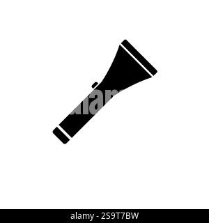 Hunter Flashlight Solid Flat Vector Icon Isolated on White Background. Stock Vector